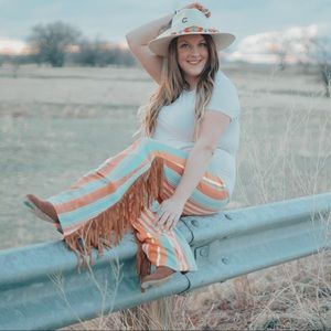 L&B Serape Bell Bottom Fringe Pants